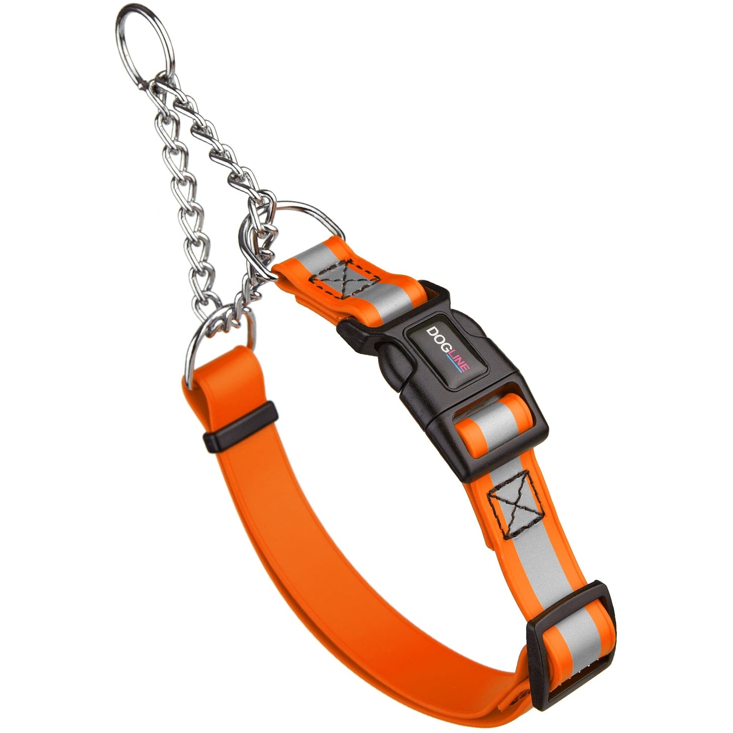 Reflective Biothane Martingale Collar with Quick Release Buckle Hunter Orange Dog Collars Dogline