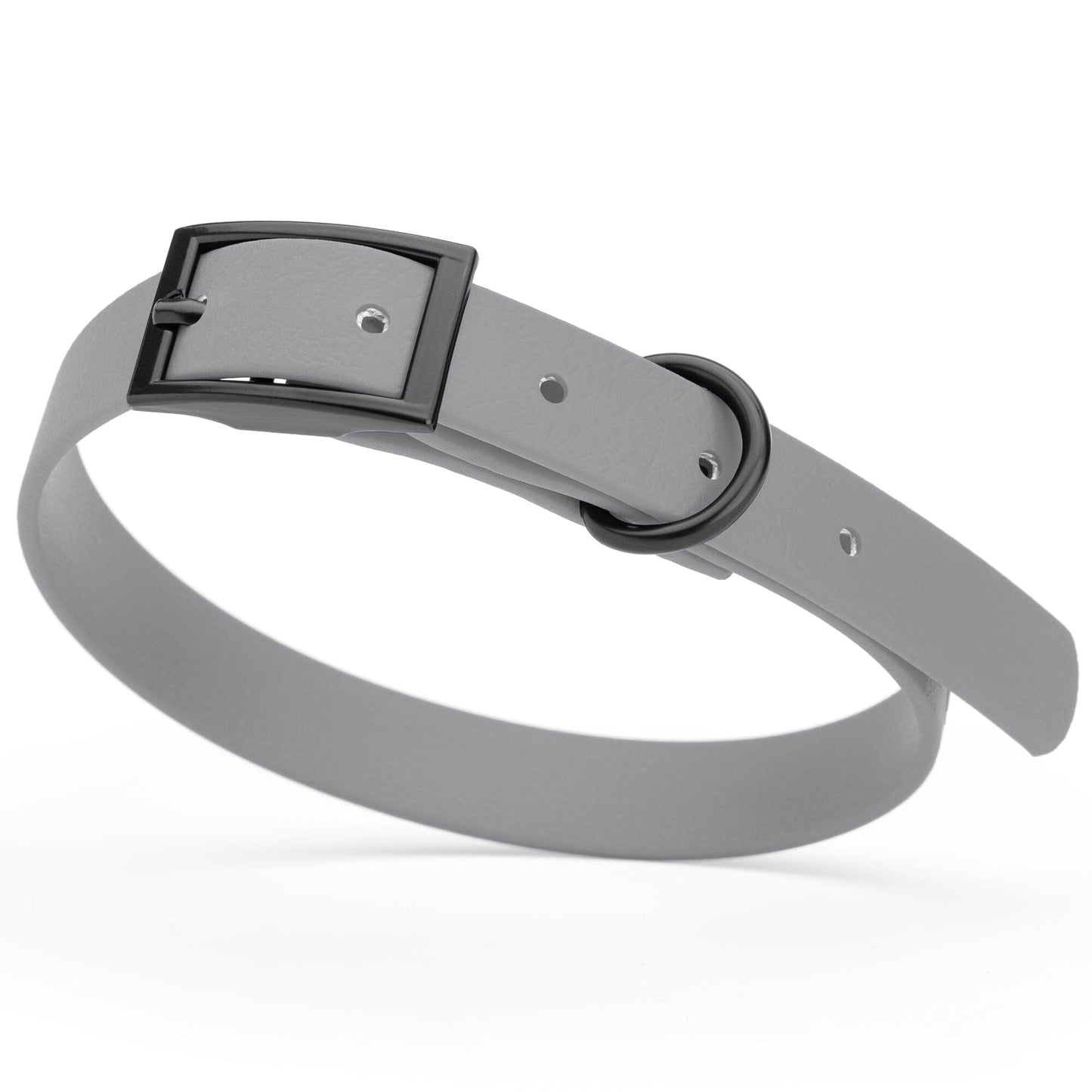 Dogline Biothane Waterproof Dog Collar with Black Hardware - Size S (12 to 15 inches) Battleship Gray Dog Collars Dogline
