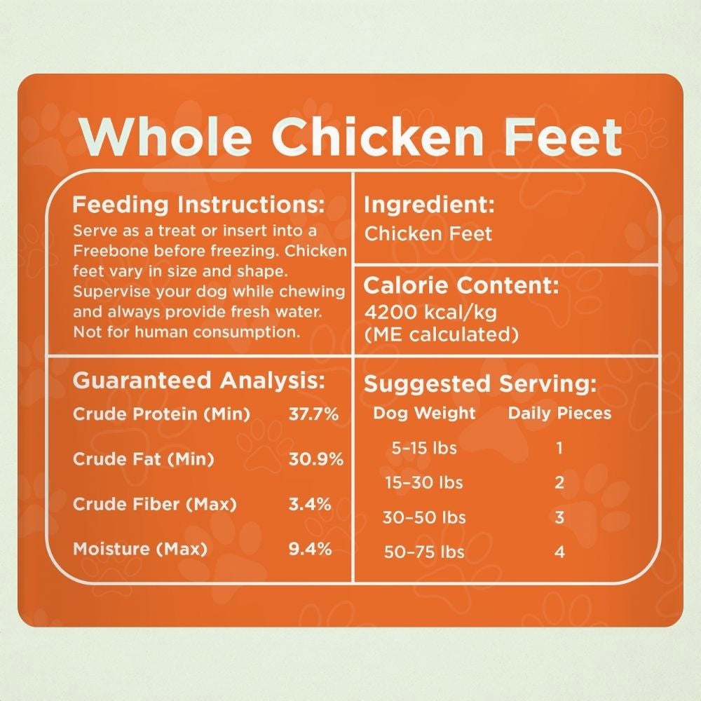 Freezbone Whole Chicken Feet Dental Treats for Dogs - Human Grade - Single Ingredient Dog Treats Freezbone