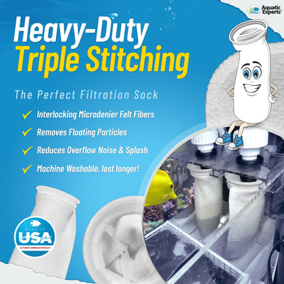 Aquatic Experts Aquatic Experts 4" Ring Aquarium Filter Sock 100 Micron for Saltwater & Reef Aquariums Aquatic Experts