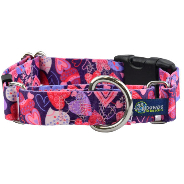 Wild Hearts Buckle Martingale Dog Collar – EarthStyle 1 inch 2 Hounds Design