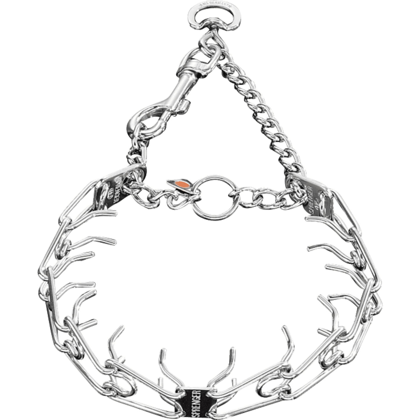 Herm Sprenger - ULTRA-PLUS Training Collar with Center-Plate, Assembly Chain, and Snap Hook - Comfort Version - Stainless steel Collars, Prong/Pinch Dog Collars Dogline
