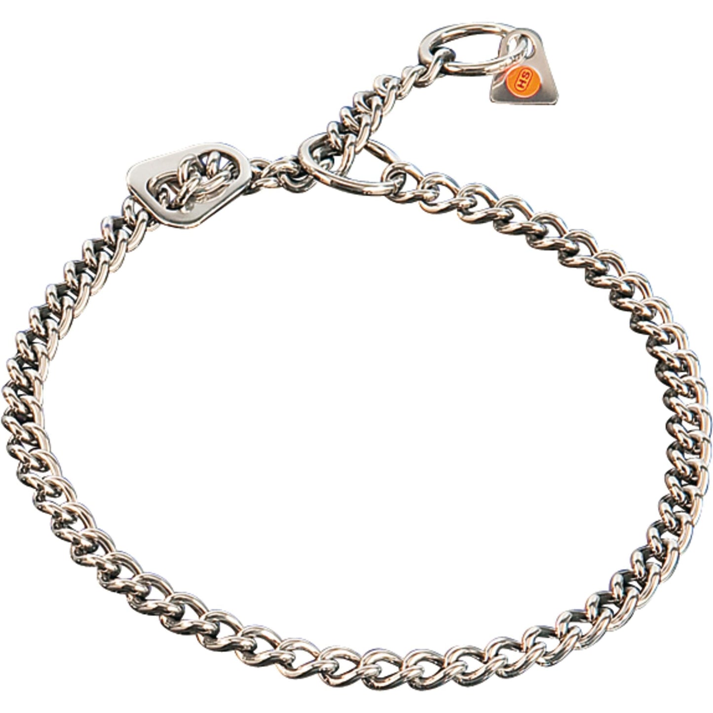 Herm Sprenger - Slide Chain Collar with ULTRA-Plate - Round Links - Stainless Steel Gauge 2.5mm x 18" (45cm) Collars, Choke Chain Dog Collars Dogline