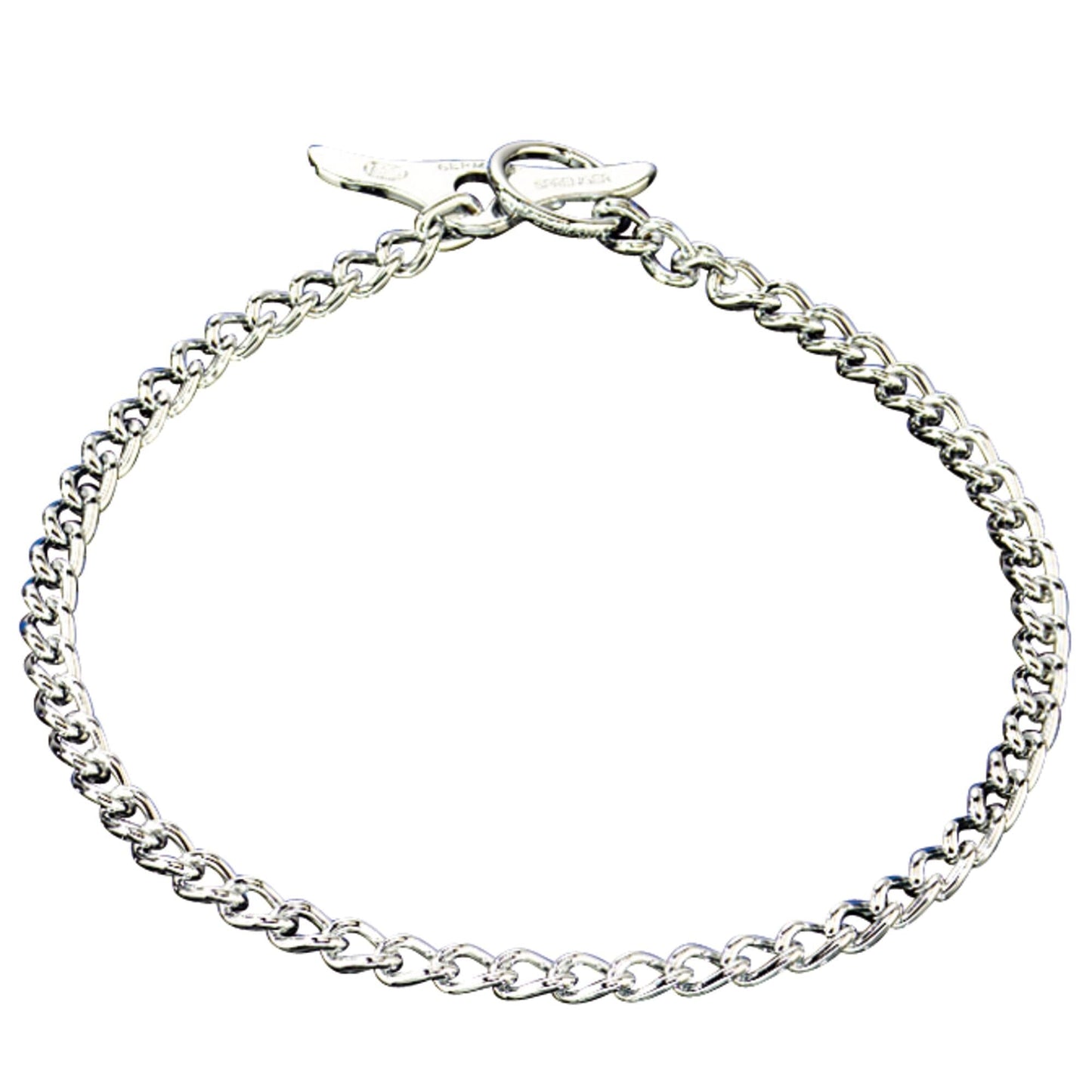 Herm Sprenger - Chain Collar with Toggle-Closure - Round Links - Chrome, 2.5 mm Gauge 2.5mm x 26" (65cm) Collars, Choke Chain Dog Collars Dogline