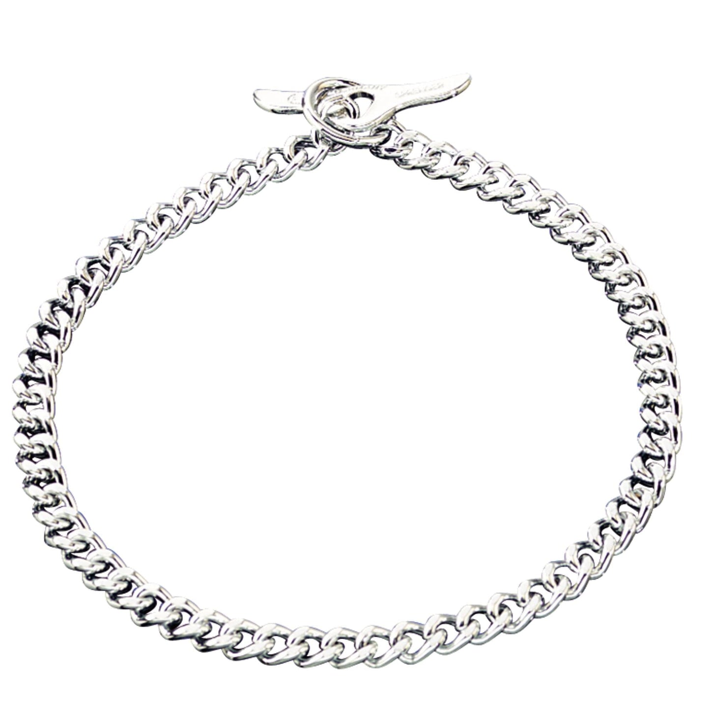 Herm Sprenger - Chain Collar with Toggle-Closure - Flat Polished, Narrow Links - Chrome, 3 mm Collars, Choke Chain Dog Collars Dogline