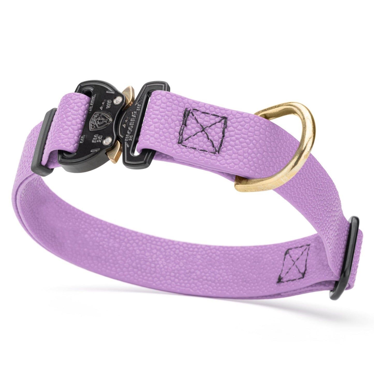 Dogline Pebble Emboss BioThane Dog Collar with Heavy Duty Cobra Buckle W 1" x L 15-25" Amethyst Purple Dog Collars Dogline