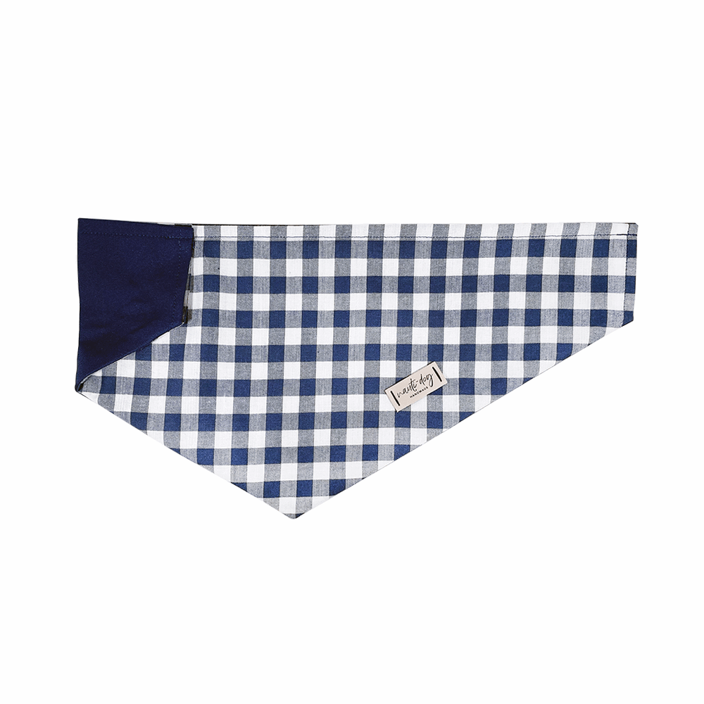 Buffalo Navy Check Oxford Plaid Over-the-collar Bandana Over-the-collar Bandanas Nauti-dog Handmade