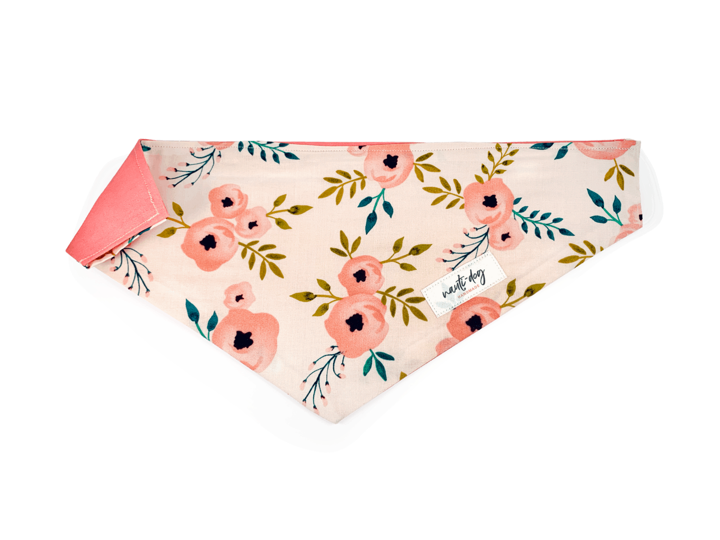 Charleston Blush Floral Tea Rose Over-the-collar Dog Bandana Over-the-collar Bandanas Nauti-dog Handmade