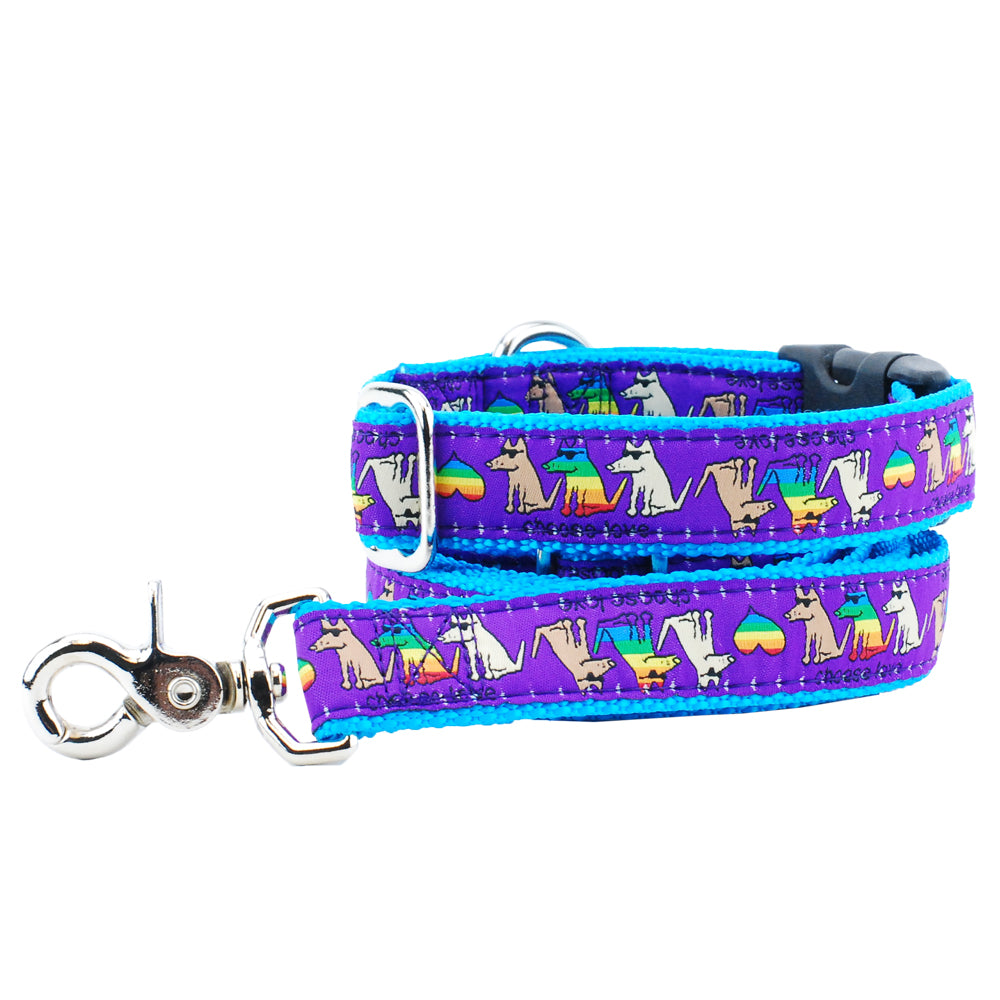1″ Choose Love Teddy The Dog Ribbon Dog Leash 2 Hounds Design
