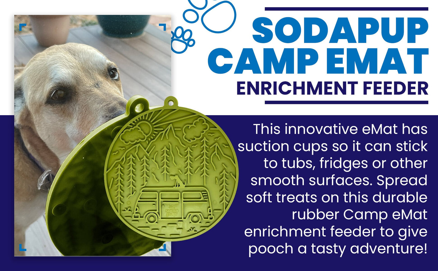 Camp eMat - Enrichment Lick Mat For Dogs and Cats - with Suction Cups | Retro Van Design | USA Made EMAT SodaPup/True Dogs, LLC