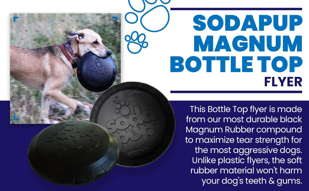 Magnum Bottle Top Flyer Rubber Frisbee for Heavy Chewers | Large | USA Made Rubber Dog Toys SodaPup/True Dogs, LLC
