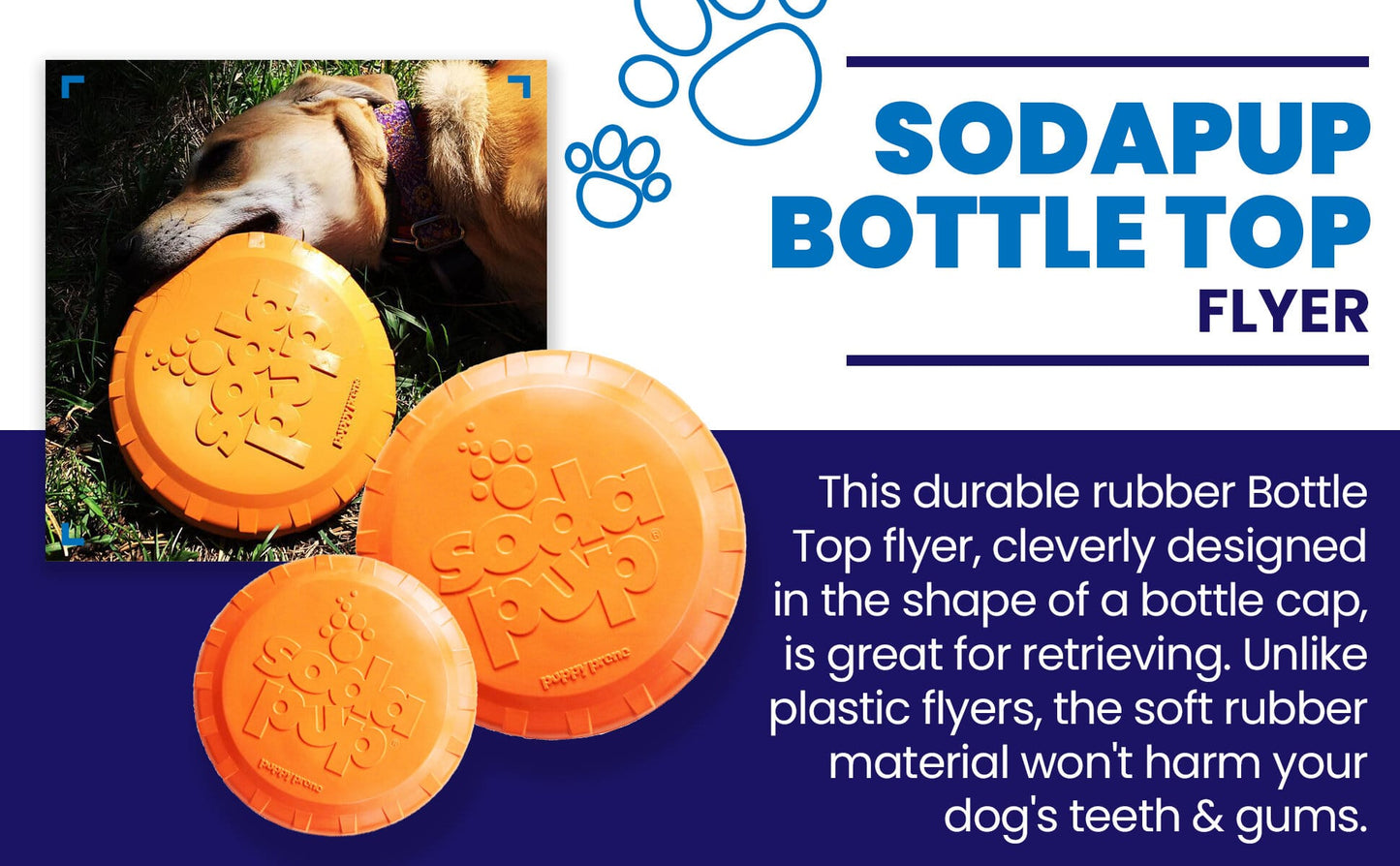 Bottle Top Flyer Rubber Frisbee for Dogs | Orange | Vet Approved | USA Made Rubber Dog Toys SodaPup/True Dogs, LLC
