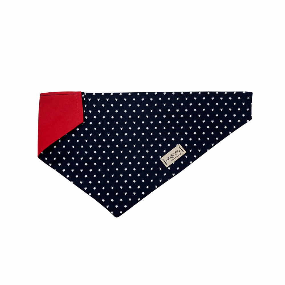 Independence Patriotic American Star Navy Over-the-collar Dog Bandana Over-the-collar Bandanas Nauti-dog Handmade