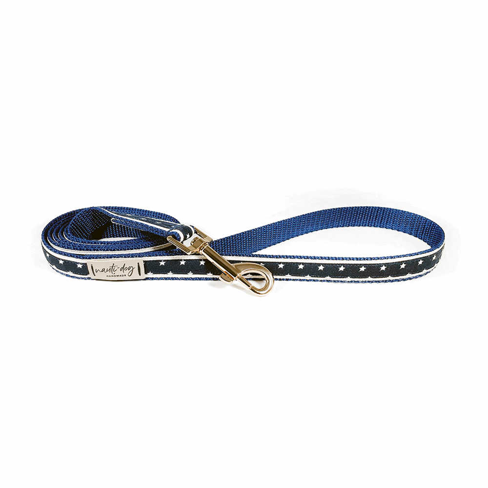 Independence Patriotic American Star Navy Ribbon Dog Leash Dog Leashes Nauti-dog Handmade
