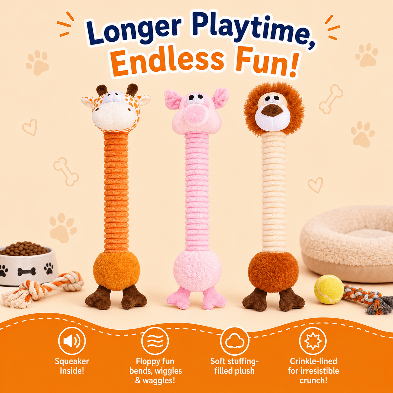 22" Long Plush Dog Toy Dog Toys Dogline