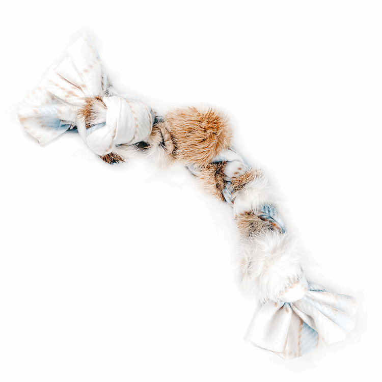 Natural Rabbit and Fleece Braided Tug Dog Squeaker Toys Nauti-dog Handmade