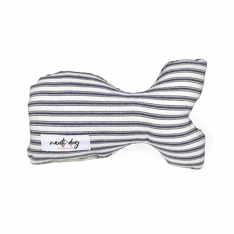 Naval Rigging Navy Ticking Stripe Woven Stuffed Squeaker Wubby Dog Toy Dog Squeaker Toys Nauti-dog Handmade