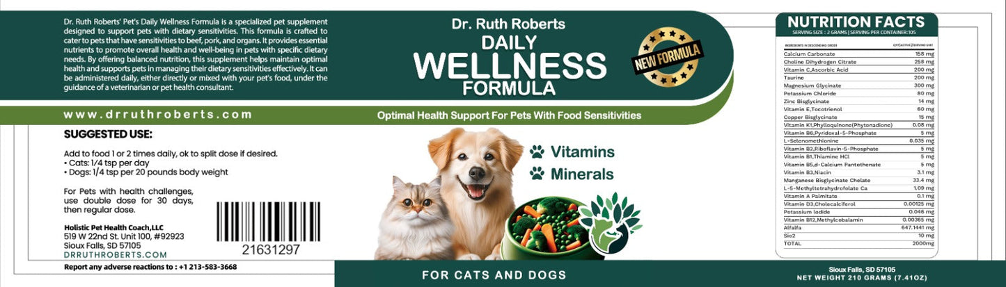 PRE-ORDER Daily Wellness Formula — Glandular-Free Multivitamin for Dogs & Cats with Beef, Pork, or Organ Sensitivities Vitamins & Supplements Dr. Ruth Roberts