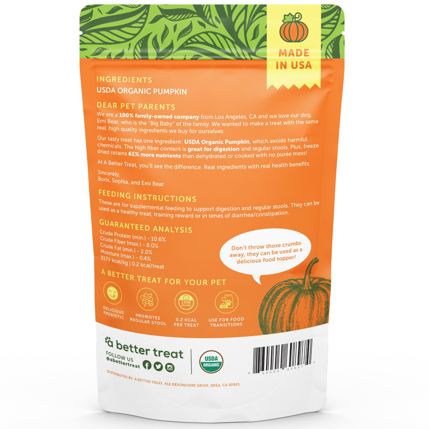 Organic Freeze Dried Pumpkin Dog and Cat Treats A Better Treat