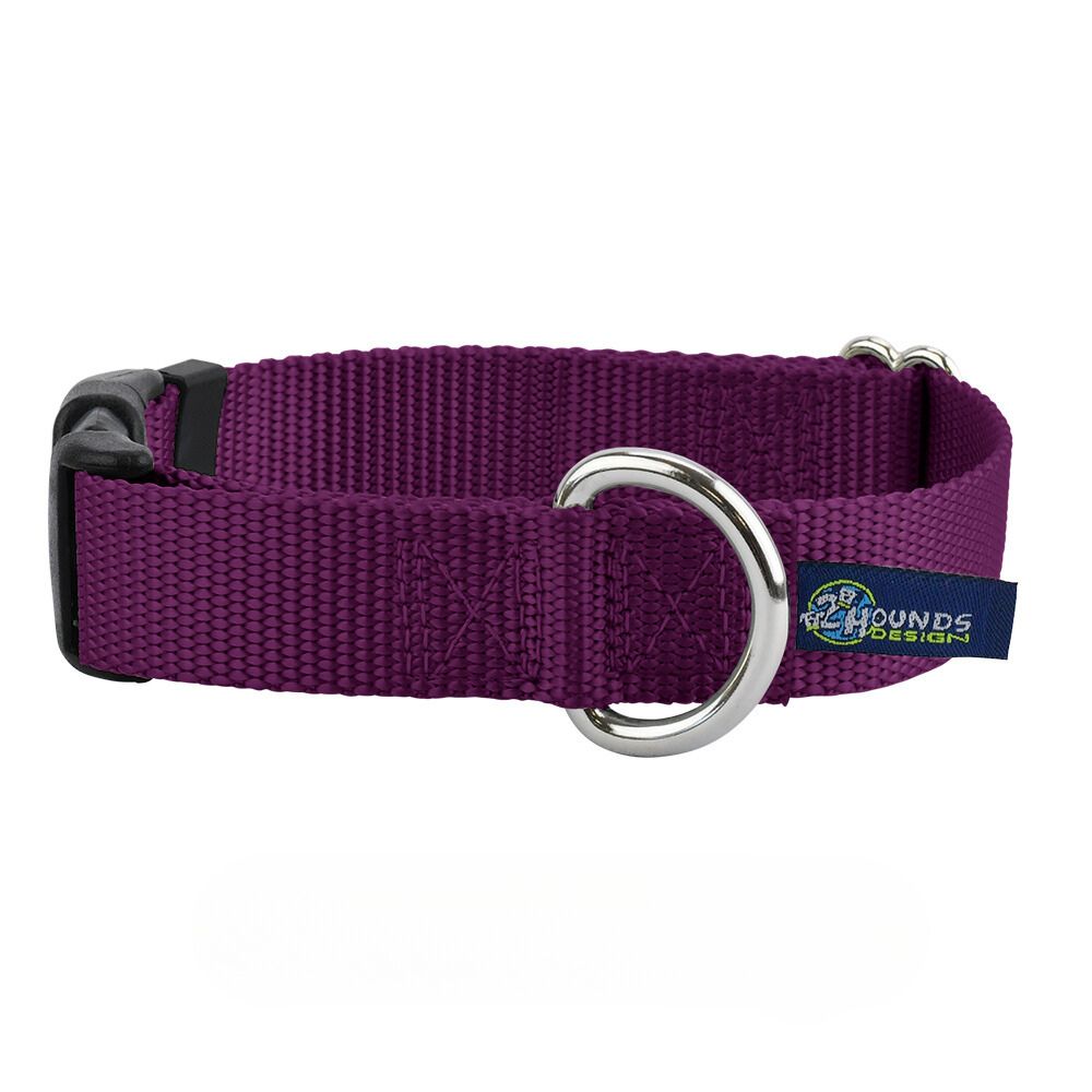 5/8″ and 1″ Burgundy Nylon Dog Collar 2 Hounds Design