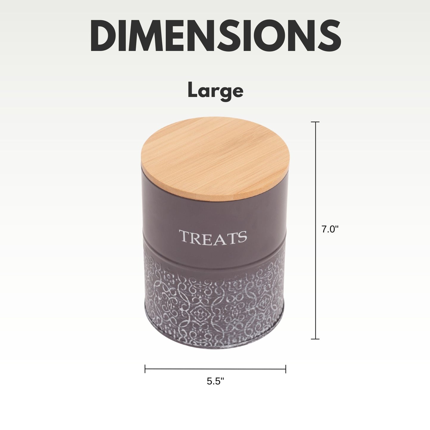 Country Living Dog Treat Canisters - Set of 2 Carbon Steel Jars with Bamboo Lids – Volcanic Gray Containers American Pet Supplies