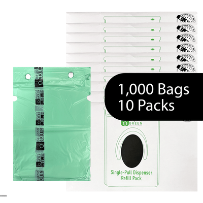 Dog Waste Station Bags – Single-Pull Refill 9" x 13" | Park Dispenser Compatible | Made in USA | beyondGREEN 10 Packs - 1000 Bags Dog Waste Bags beyondGREEN biotech™