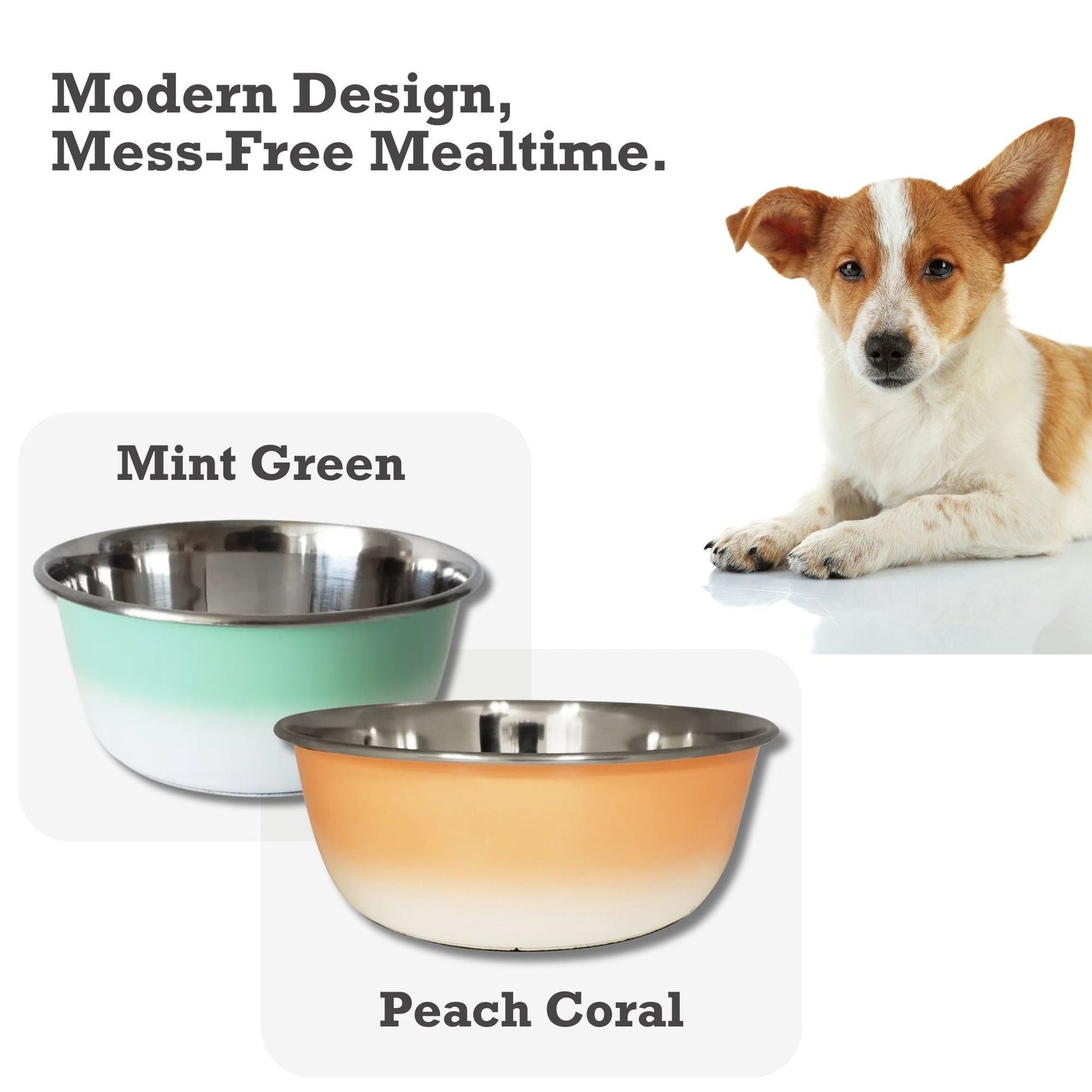 Deep Dog Bowl – Stainless Steel Bowl, Ideal for Small, Medium & Large Dogs – Mint Green Deep Bowls American Pet Supplies