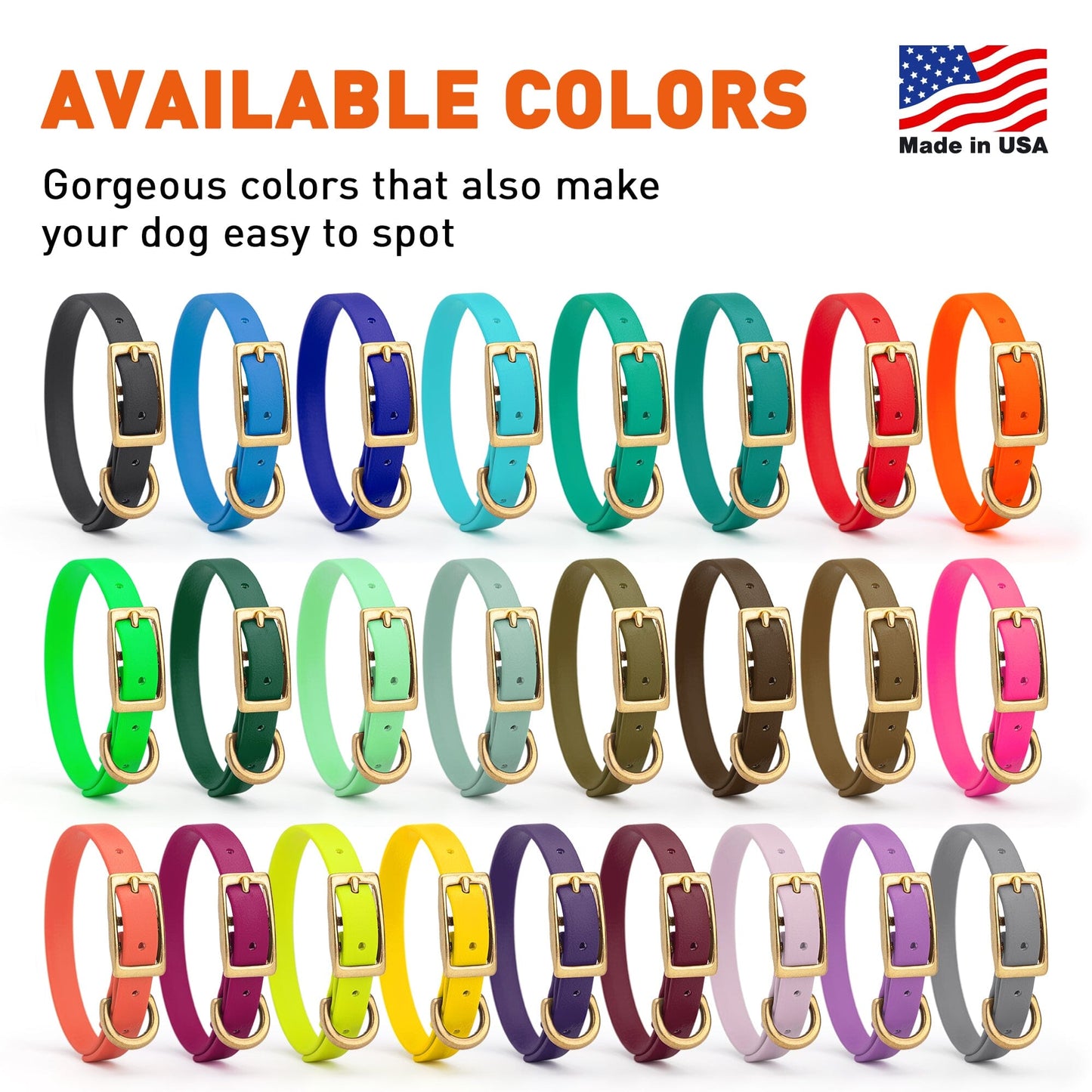 Viper Biothane Waterproof Dog Collar with Brass Hardware Dog Collars Dogline