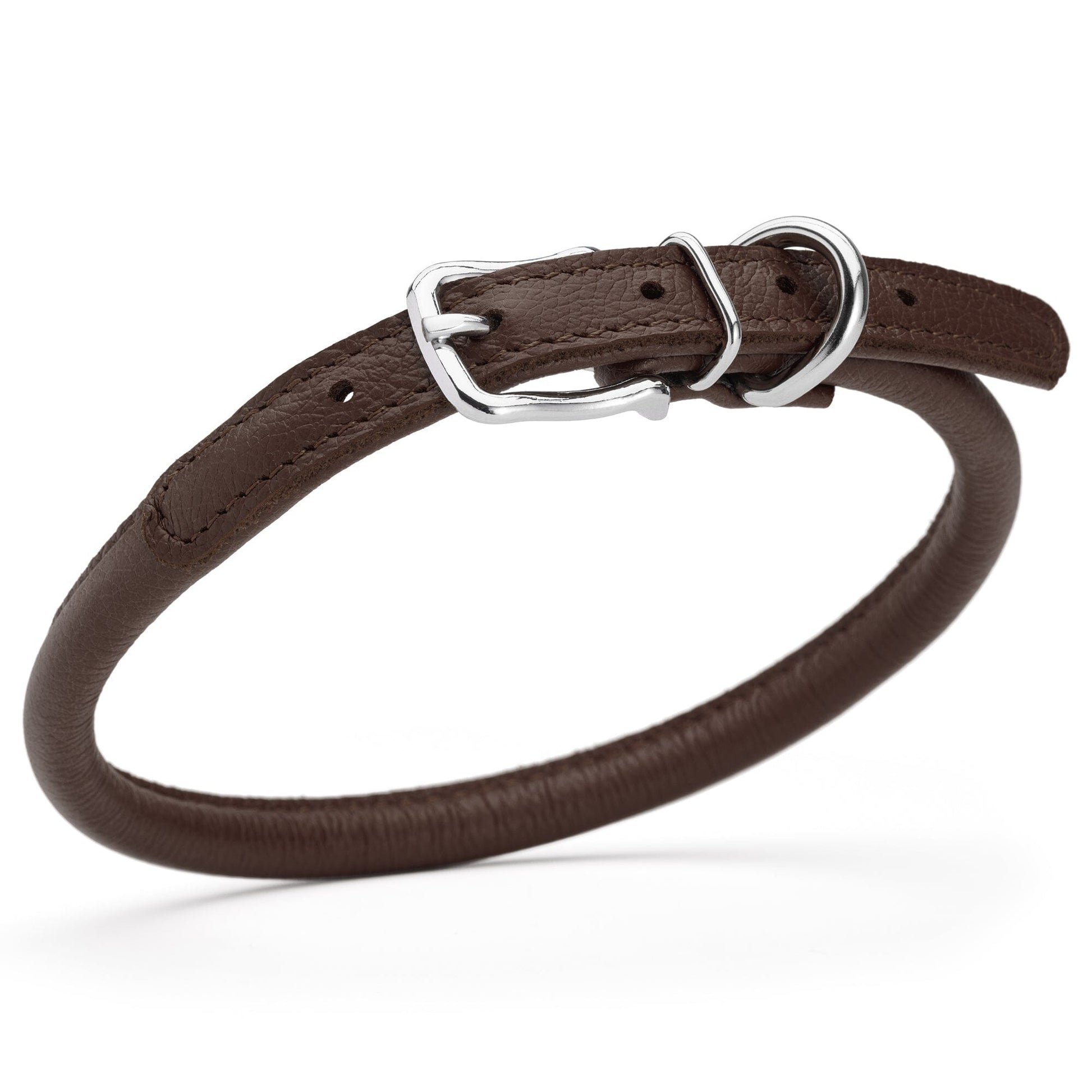 Soft Leather Round Dog Collar Dark Brown 16-19" 3 8" Dog Collars Dogline