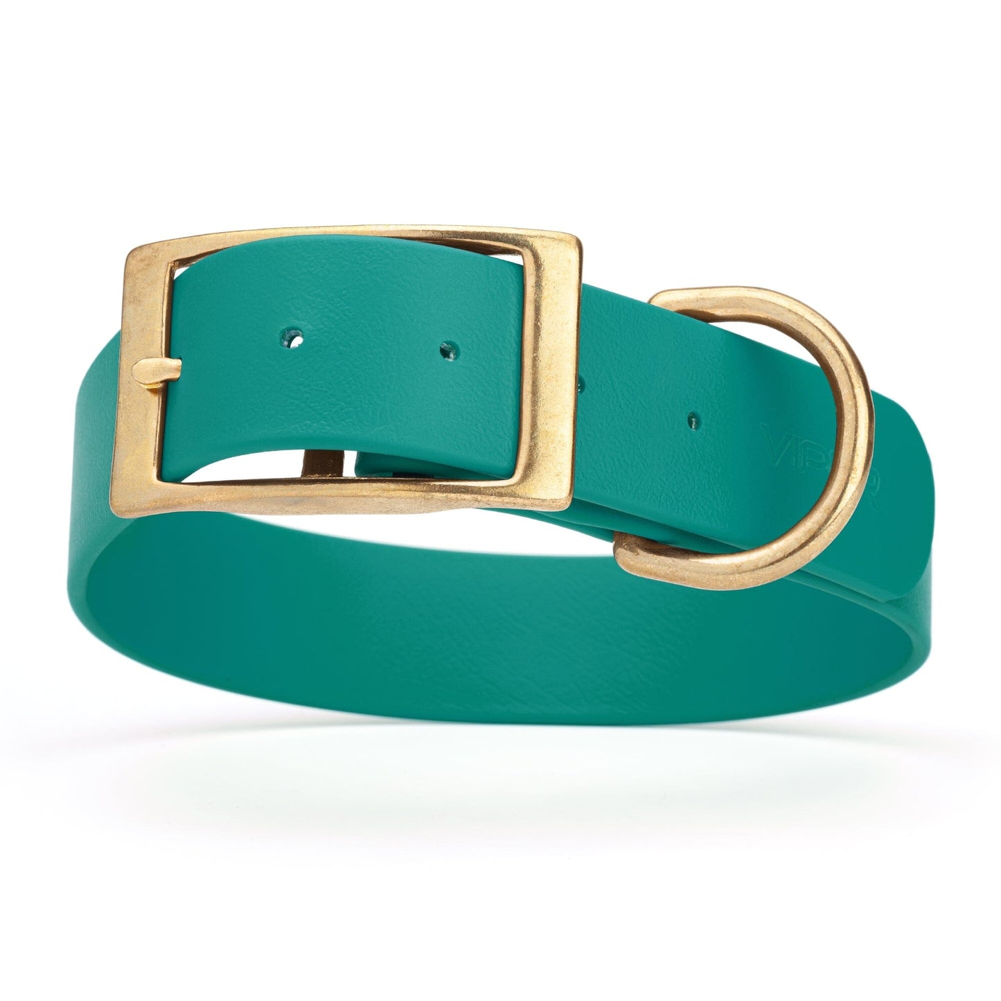 Viper Biothane Waterproof Dog Collar - Brass Hardware - 1.5in Wide, Size L (16 to 20 inches) Blue Aqua Dog Collars Dogline