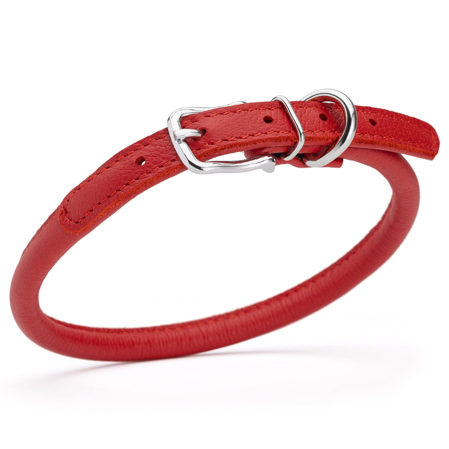Soft Leather Round Dog Collar Red 16-19" 3 8" Dog Collars Dogline