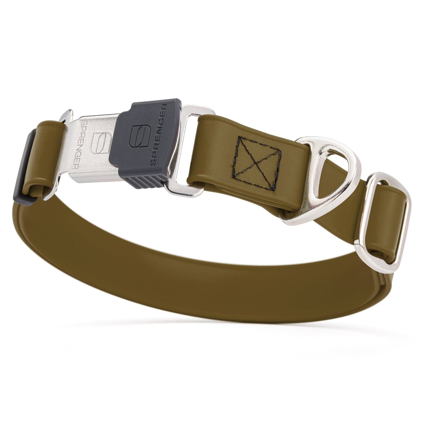 Sprenger BioThane Waterproof Dog Collar with Stainless Steel ClicLock Quick Release Buckle Coyote Brown Silver Buckle Dog Collars Dogline
