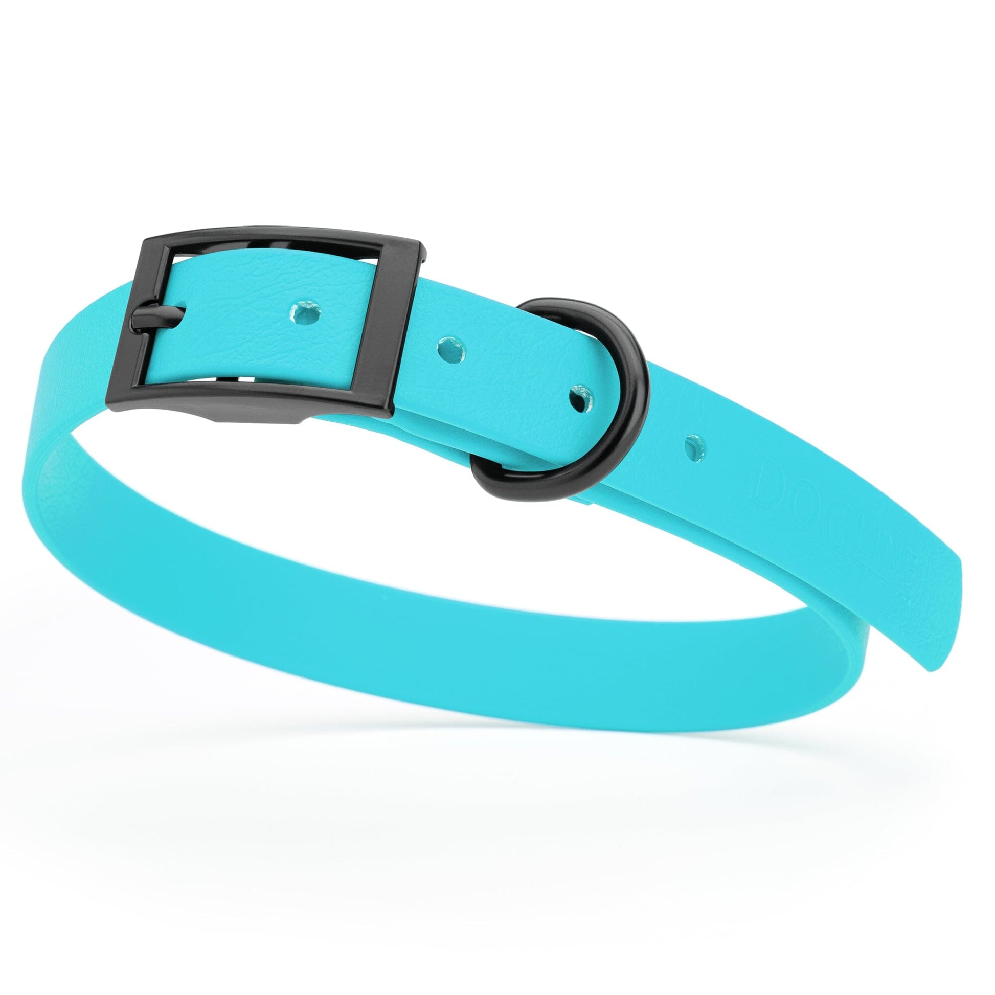 Dogline Biothane Waterproof Dog Collar with Black Hardware - Size M (15 to 18 inches) Sky Blue Dog Collars Dogline