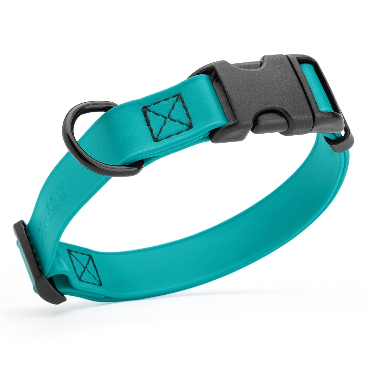 Dogline Biothane Waterproof Dog Collar with Quick Release Buckle 5 8"W by 10-14"L Teal Dog Collars Dogline