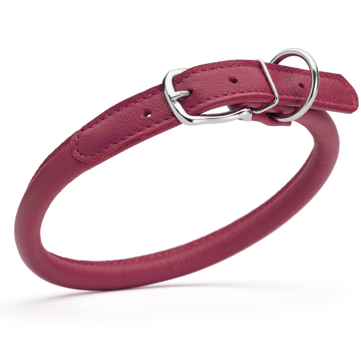 Soft Leather Round Dog Collar Pink 1 2" Dog Collars Dogline