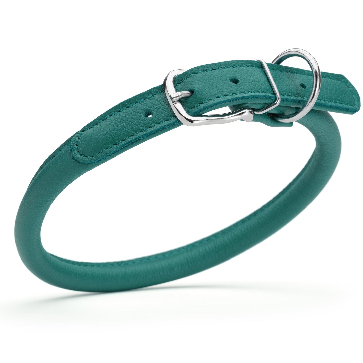 Soft Leather Round Dog Collar Teal 1 2" Dog Collars Dogline