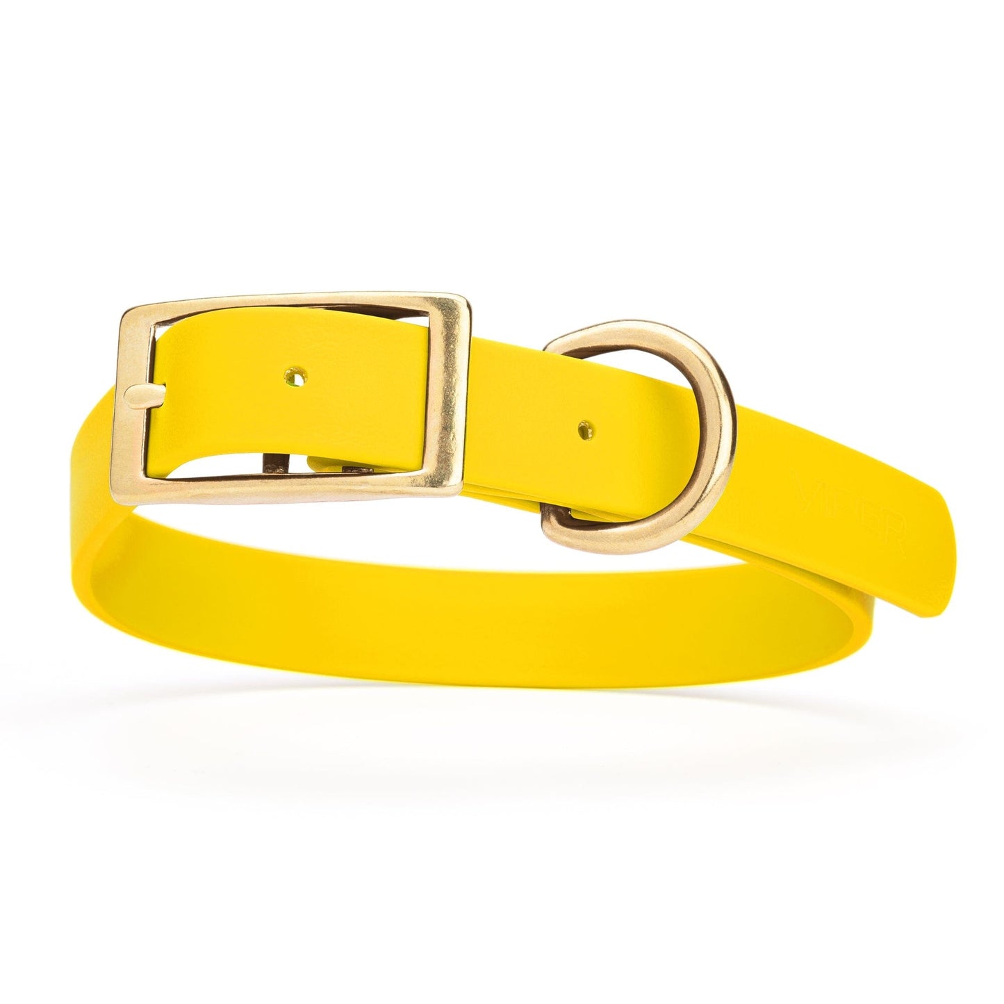 Viper Biothane Waterproof Dog Collar - Brass Hardware - Size XL (22 to 25 inches) Lemon Yellow Dog Collars Dogline