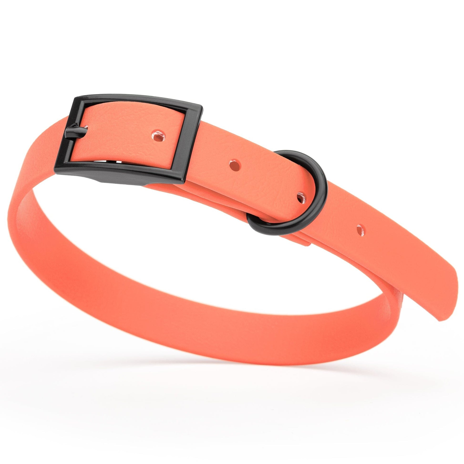 Dogline Biothane Waterproof Dog Collar with Black Hardware - Size S (12 to 15 inches) Coral Dog Collars Dogline