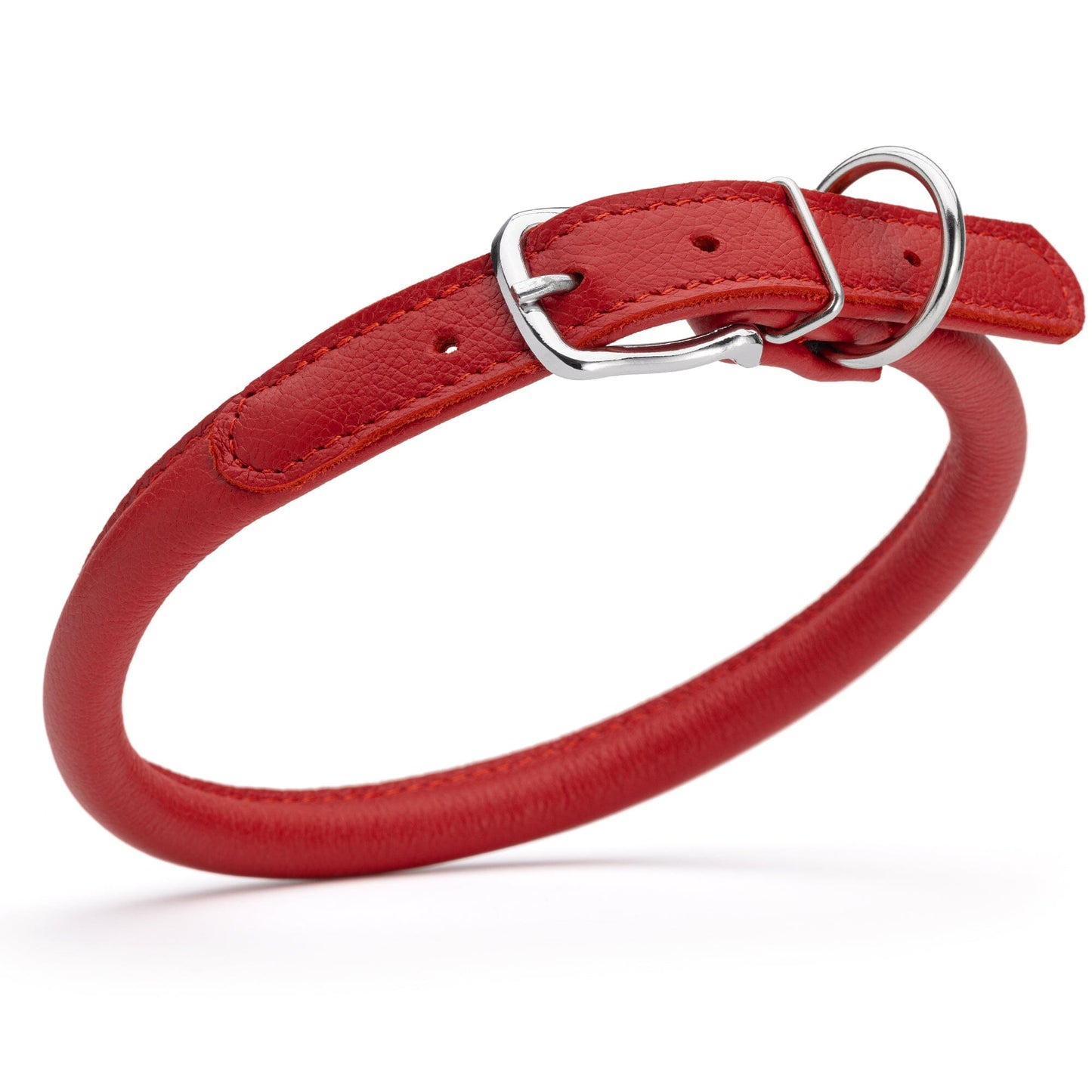 Soft Leather Round Dog Collar Red 1 2" Dog Collars Dogline