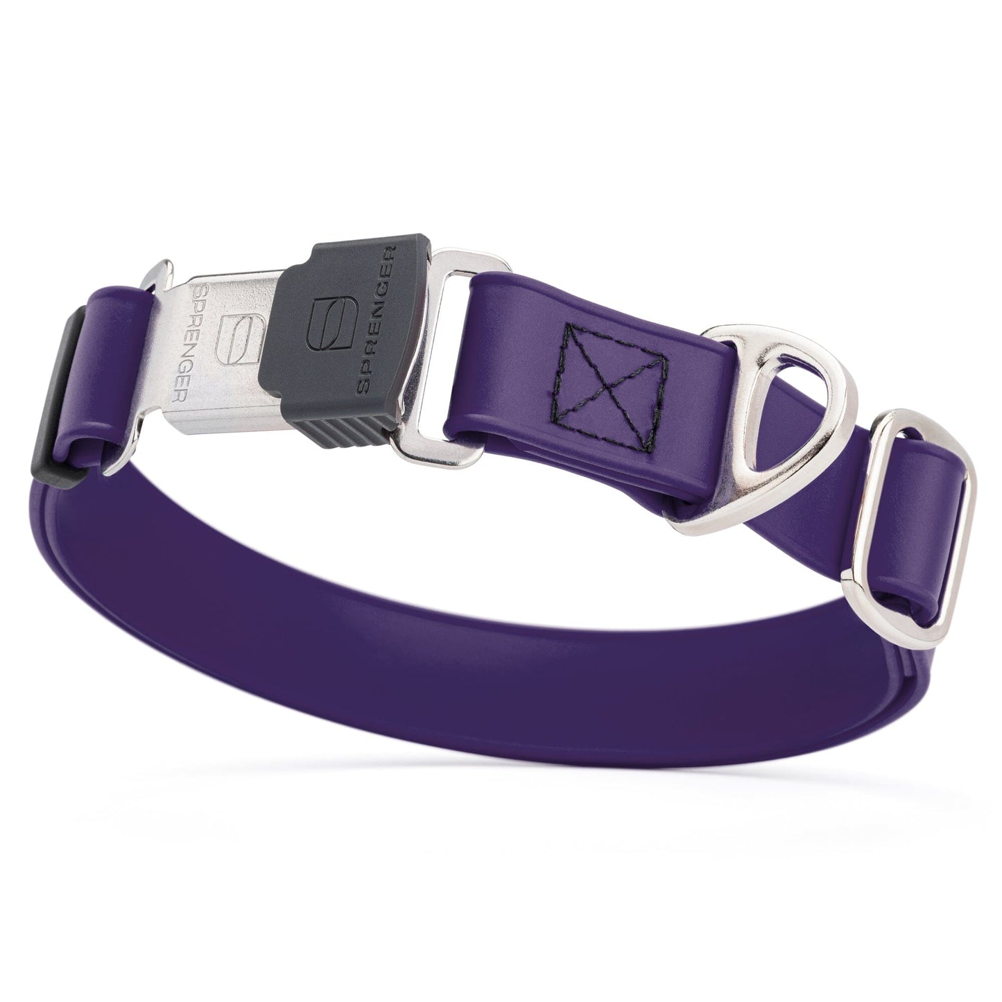 Sprenger BioThane Waterproof Dog Collar with Stainless Steel ClicLock Quick Release Buckle Violet Purple Silver Buckle Dog Collars Dogline