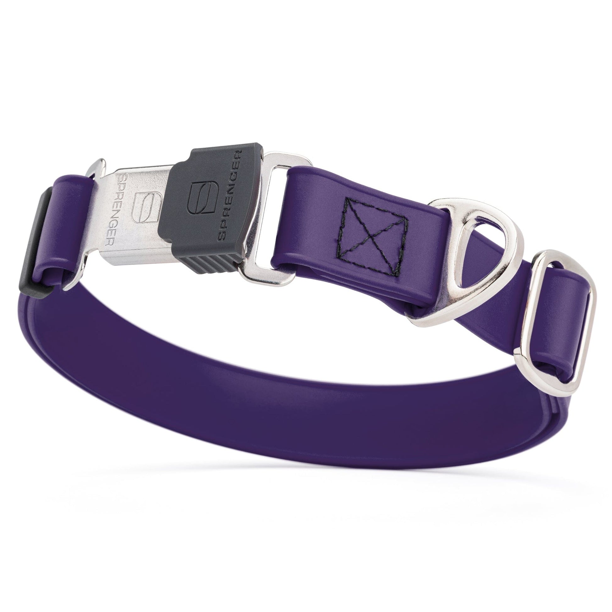 Sprenger BioThane Waterproof Dog Collar with Stainless Steel ClicLock Quick Release Buckle Violet Purple Silver Buckle Dog Collars Dogline