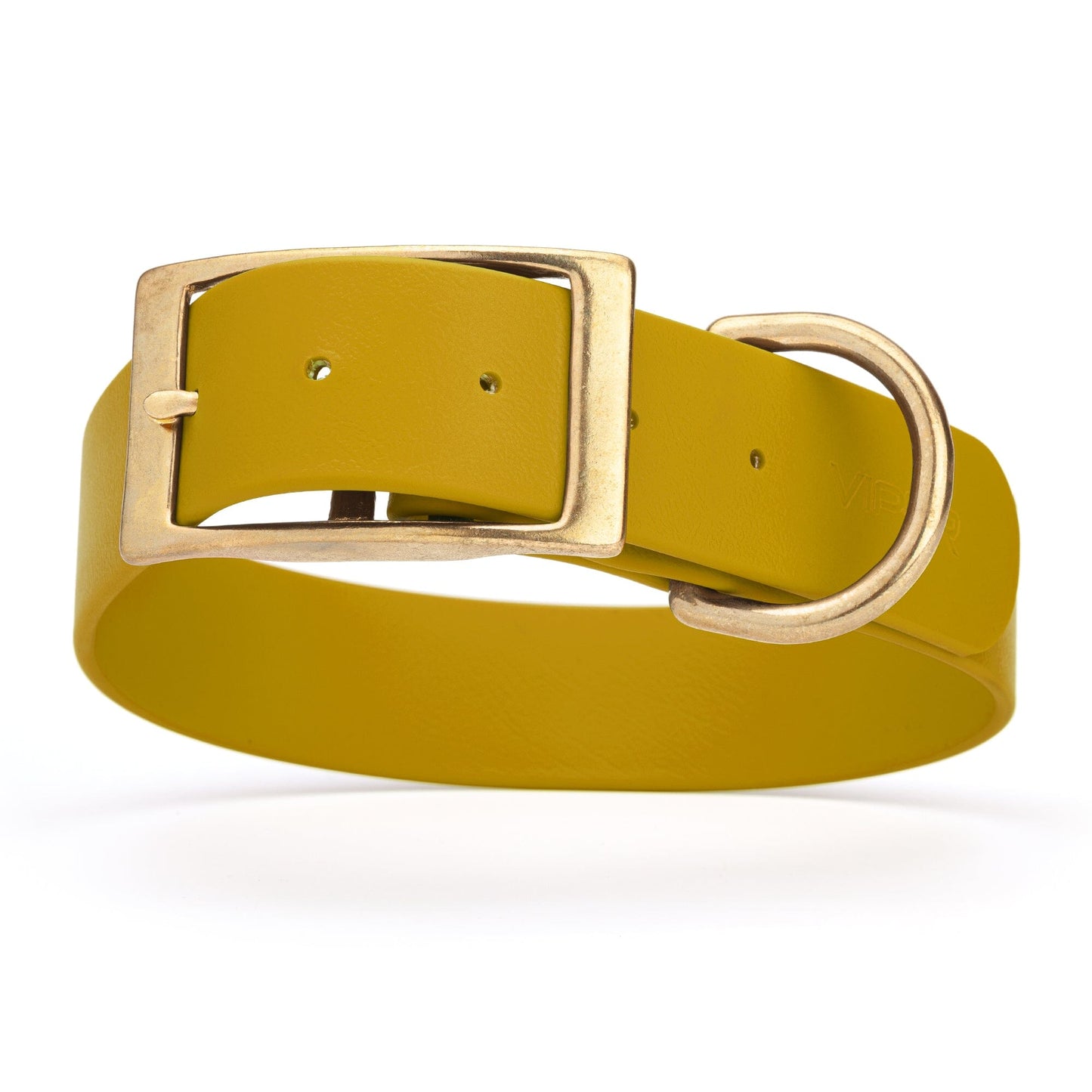 Viper Biothane Waterproof Dog Collar - Brass Hardware - 1.5in Wide, Size XXL (24 to 28 inches) Treasure Gold Dog Collars Dogline
