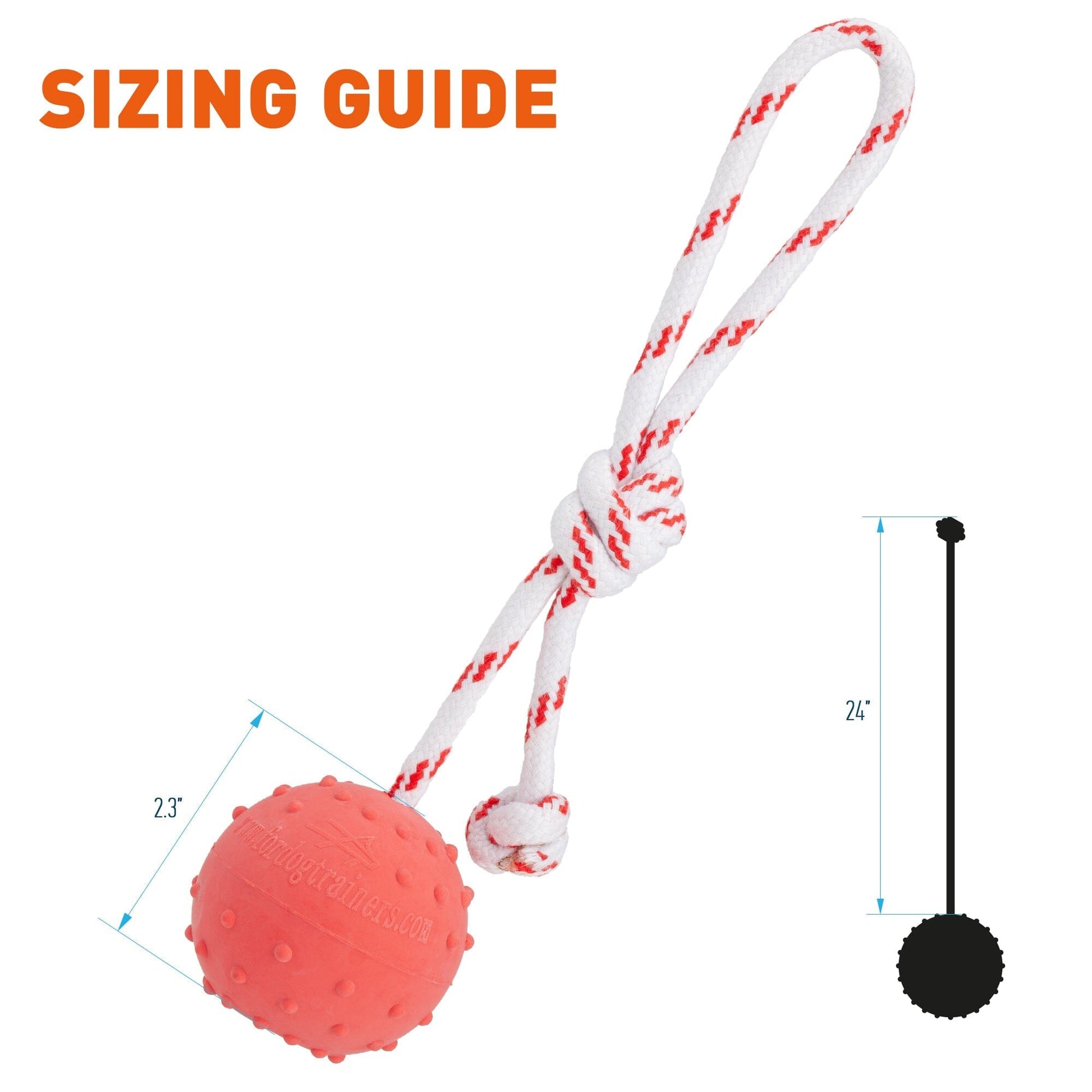 FDT Solid Rubber Dog Ball - Water Toy with Rope Dog Toys Dogline