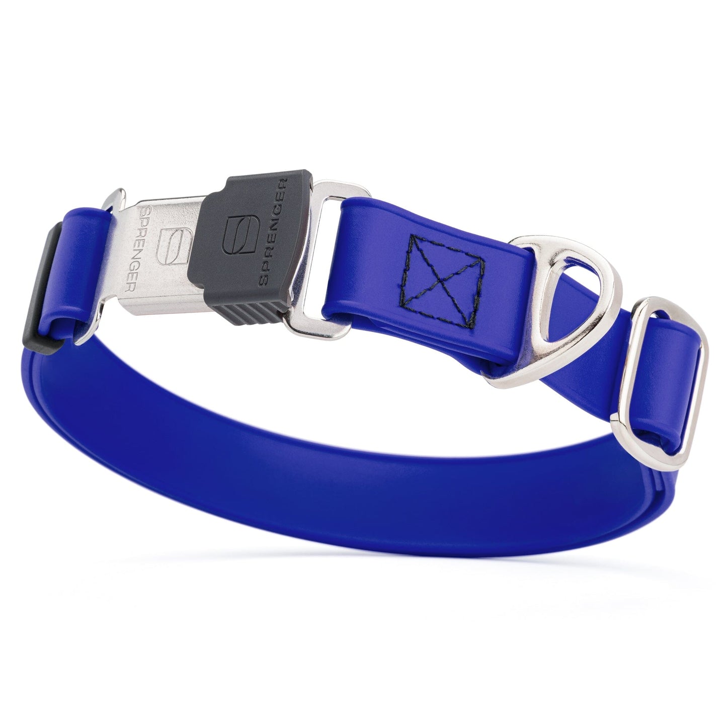 Sprenger BioThane Waterproof Dog Collar with Stainless Steel ClicLock Quick Release Buckle Blueberry Royal Silver Buckle Dog Collars Dogline