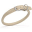 Soft Leather Round Dog Collar Beige 1 2" Dog Collars Dogline