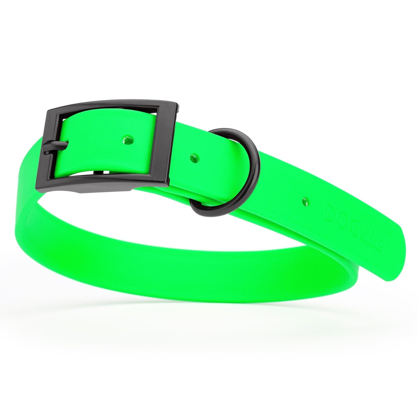 Dogline Biothane Waterproof Dog Collar with Black Hardware - Size L (18 to 22 inches) Tropical Green Dog Collars Dogline