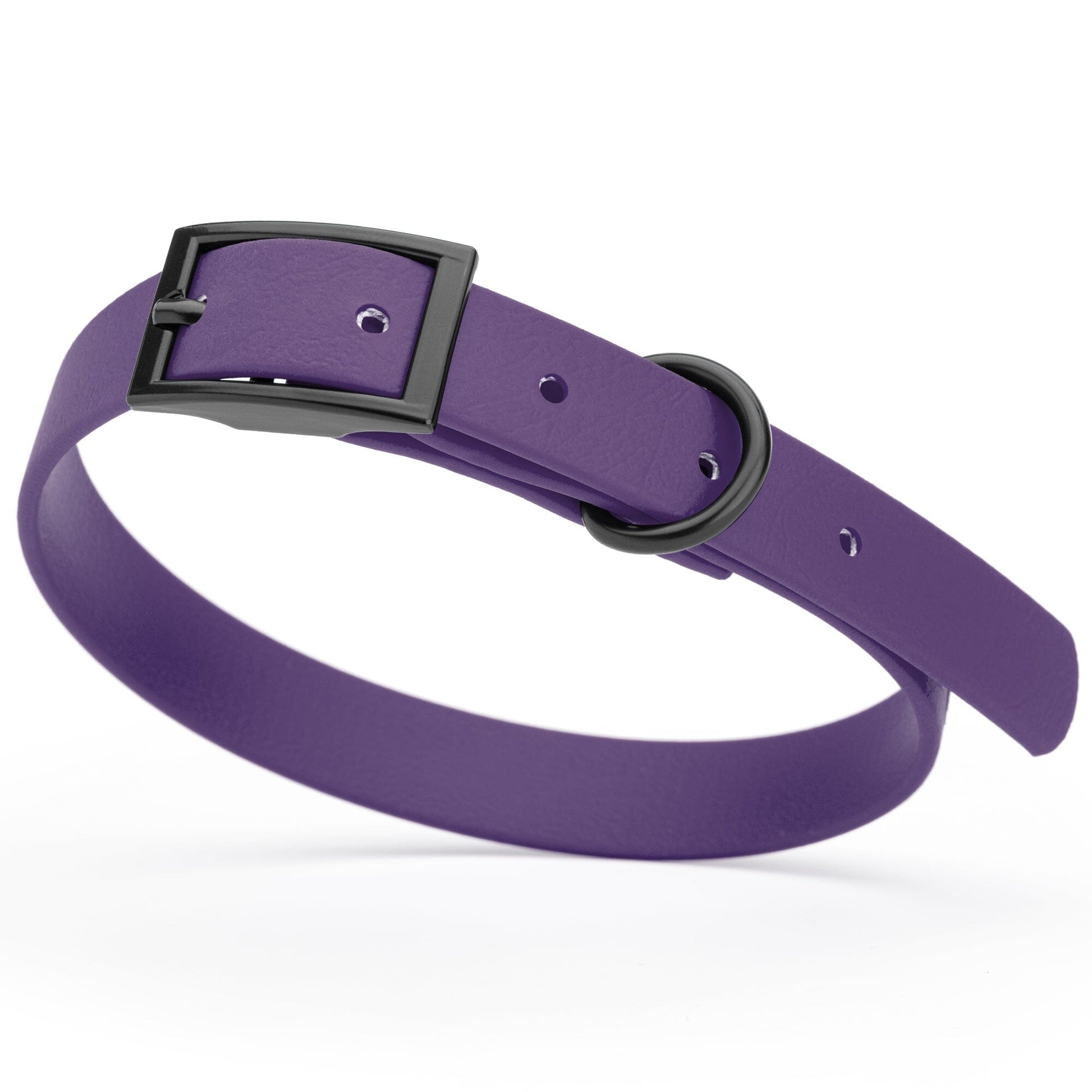 Dogline Biothane Waterproof Dog Collar with Black Hardware - Size S (12 to 15 inches) Violet Purple Dog Collars Dogline