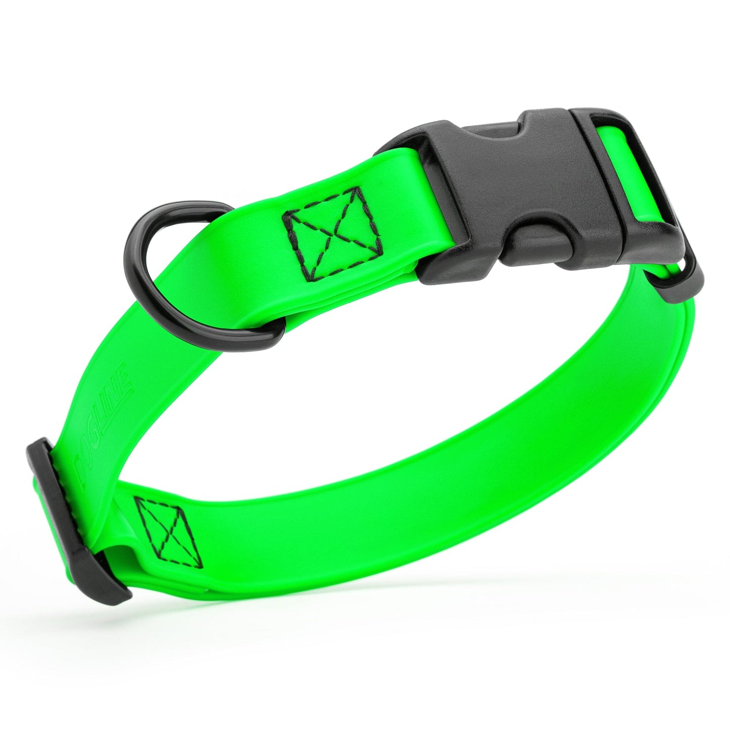 Dogline Biothane Waterproof Dog Collar with Quick Release Buckle 5 8"W by 10-14"L Tropical Green Dog Collars Dogline