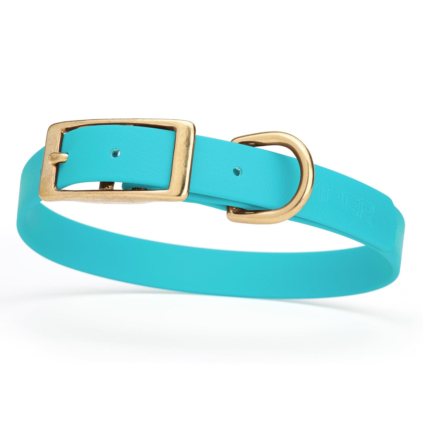 Viper Biothane Waterproof Dog Collar - Brass Hardware - Size M (15 to 18 inches) Sky Blue Dog Collars Dogline