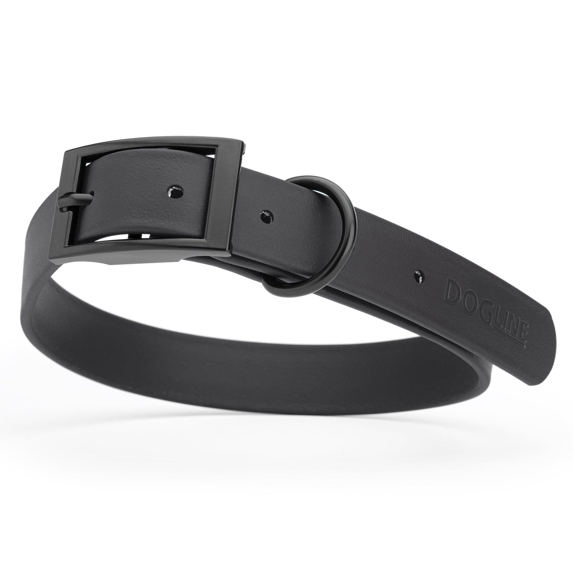 Dogline Biothane Waterproof Dog Collar with Black Hardware - Size XL (22 to 25 inches) Black Dog Collars Dogline